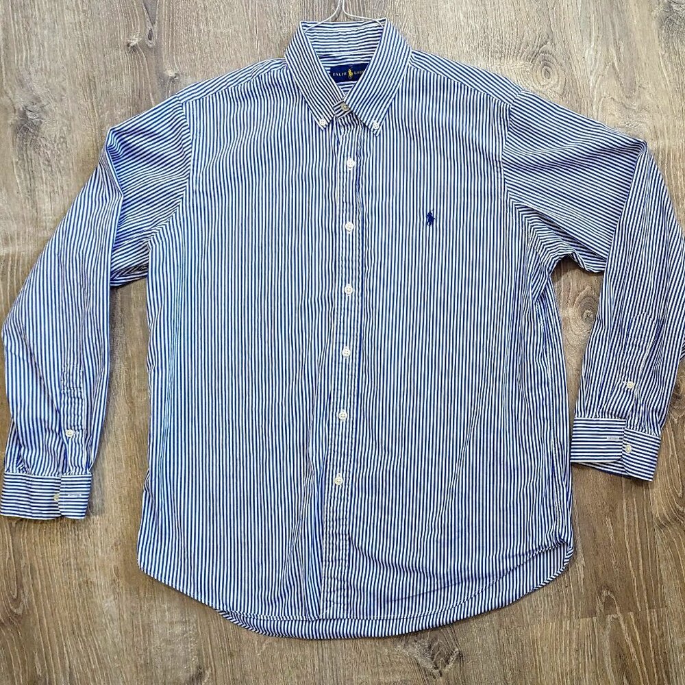 Ralph Lauren Striped Regular Fit Oxford Dress Shirt Men's size Large